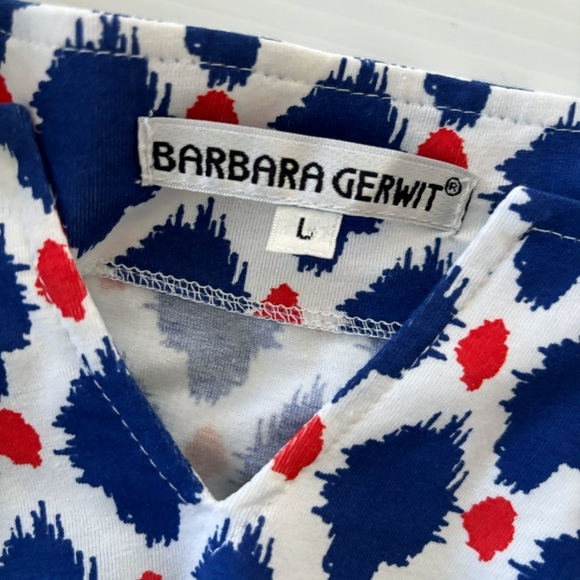 Barbara Gerwit Tunic Top Engineered Knit Slit Neck - Picture 6 of 9